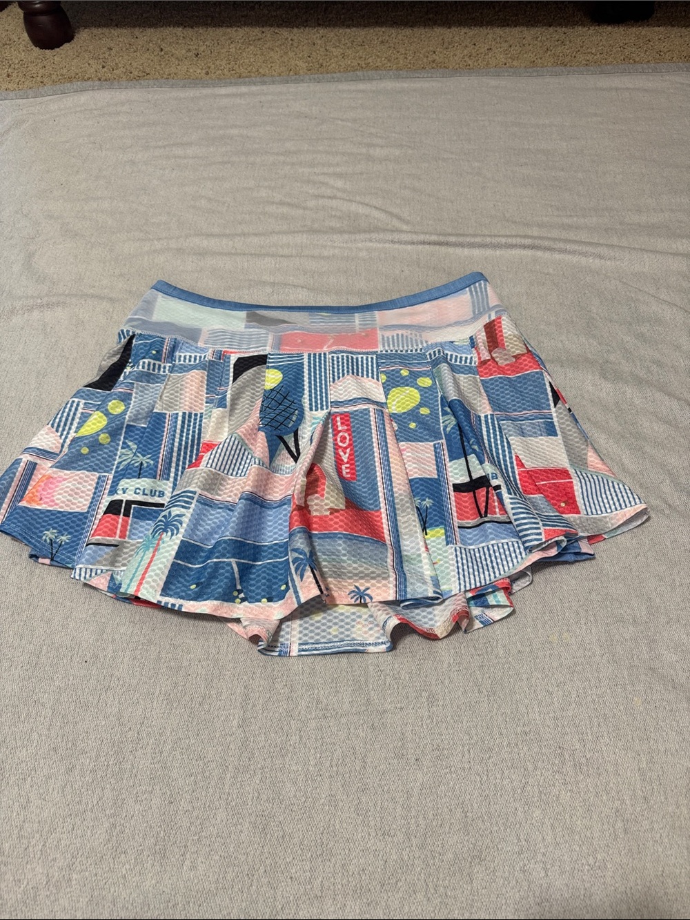 Lucky in Love Blue Pink Red Patterned Pleated Tennis Skirt